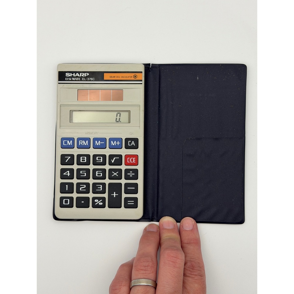 Sharp Solar Calculator Unisex OS Blue Vintage Elsi Mate EL-376C Wallet Case